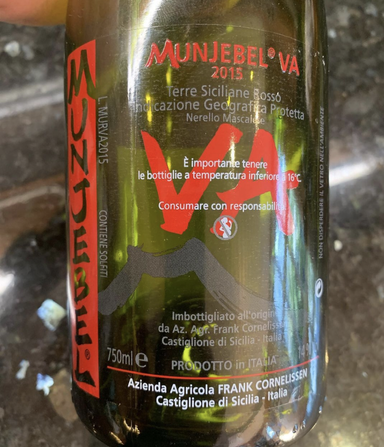 Azienda Agricola Frank Cornelissen Munjebel Rosso VA Sicily