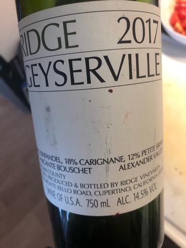 Ridge Vineyards Geyserville Alexander Valley