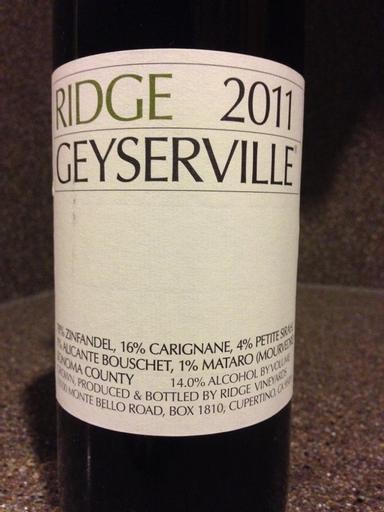 Ridge Vineyards Geyserville Alexander Valley