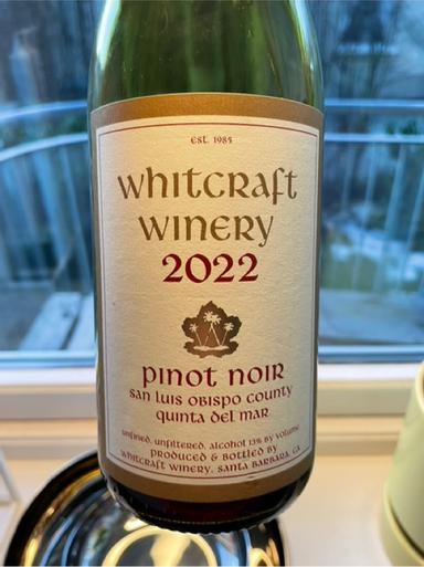 Whitcraft Winery Quinta del Mar Pinot Noir San Luis Obispo County