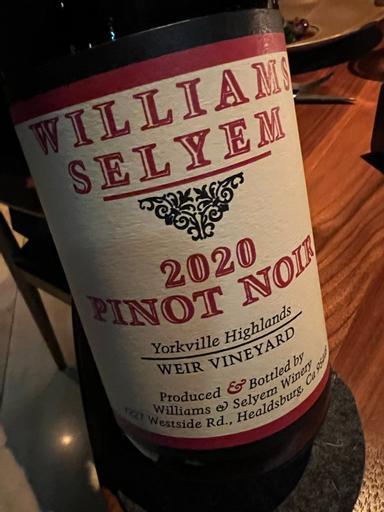 Williams Selyem Pinot Noir Weir Mendocino County