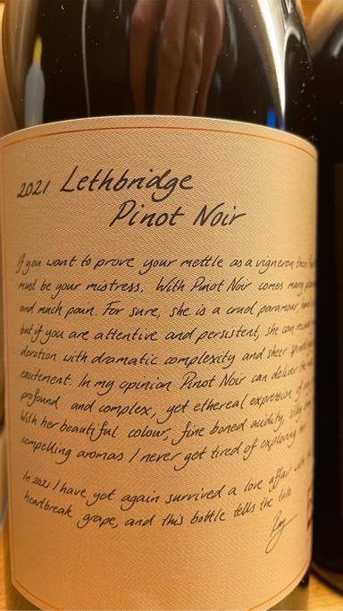 Lethbridge Pinot Noir Geelong