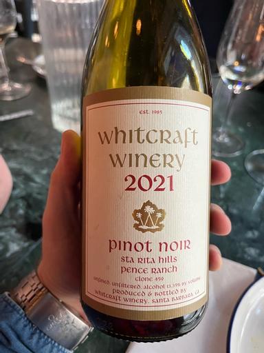 Whitcraft Winery Pence Ranch Clone 459 Pinot Noir Sta. Rita Hills