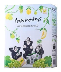 Thr3 Monkeys Fresh & Fruity White Wine